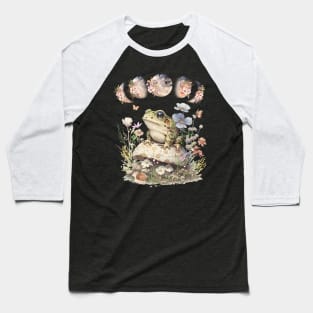 Cute Cottagecore Frog Mushroom Vintage Floral Moon Baseball T-Shirt